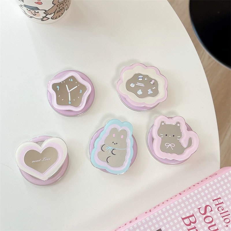 Phone Accessories Useful - Cartoon Mirror Telescopic Phone Stand Kawaii